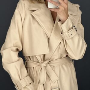 Šviesus eko odos paltas