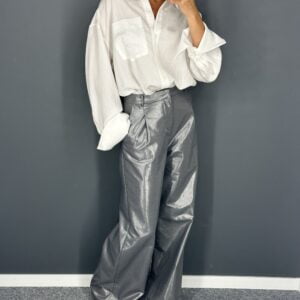 Sidabrinės plačios kelnės