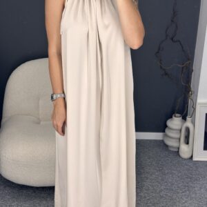 Ilga šampano spalvos suknelė