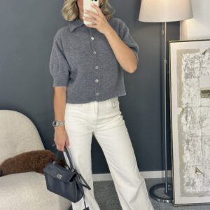 Pilkas baby alpaca megztinis